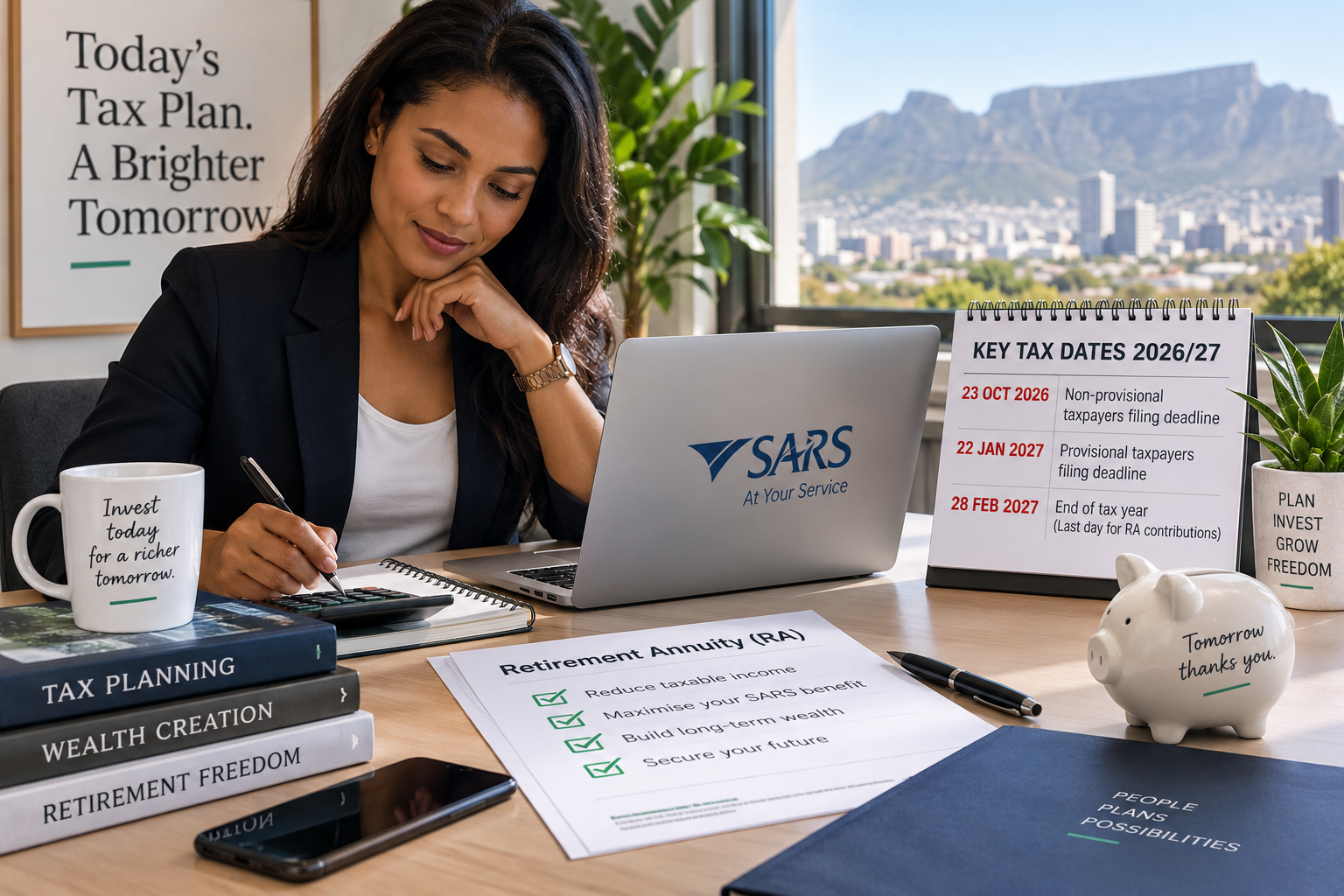 South African taxpayer planning a Retirement Annuity contribution before the February 2027 tax year-end